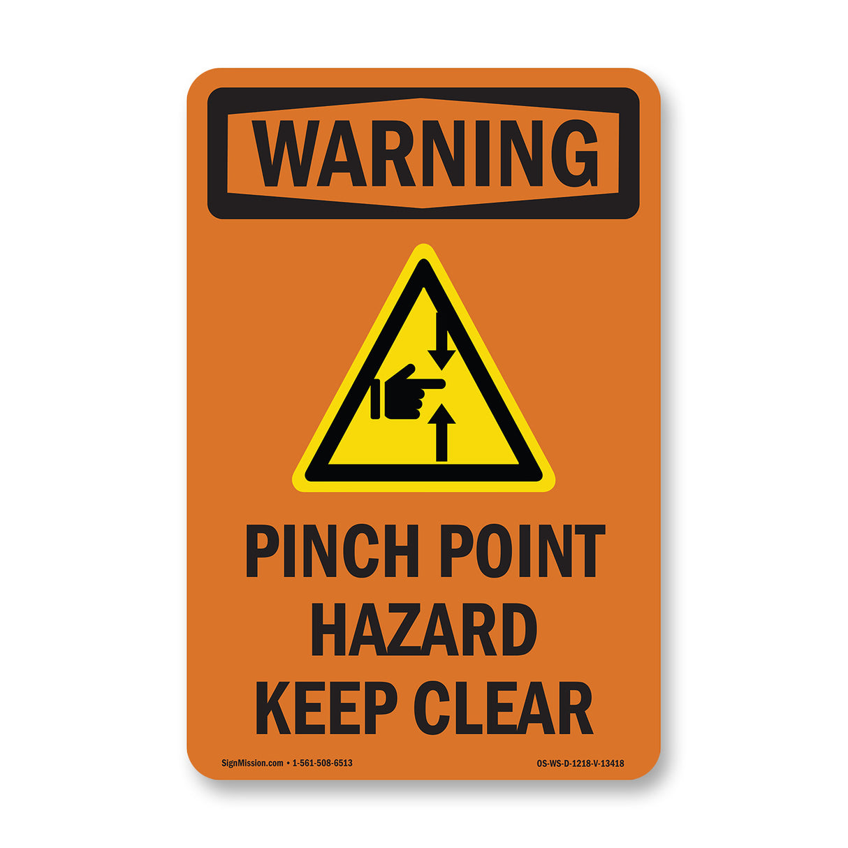 Pinch Point Hazard Keep Clear With Symbol