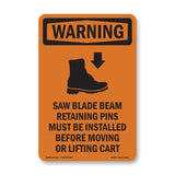 Saw Blade Beam Retaining Pins With Symbol