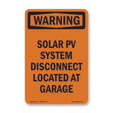 Solar PV System Disconnect Located At Garage
