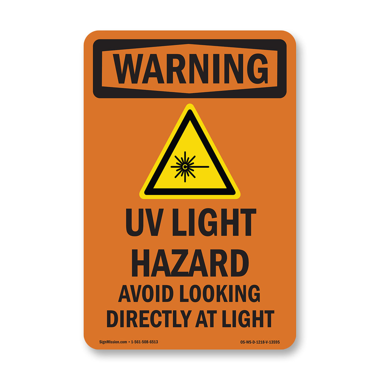 UV Light Hazard Avoid Looking With Symbol