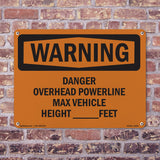 Danger Overhead Powerline Max Vehicle Height
