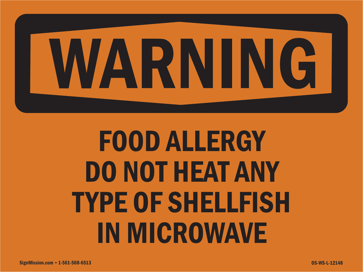 Food Allergy Do Not Heat Any Type Of Shellfish