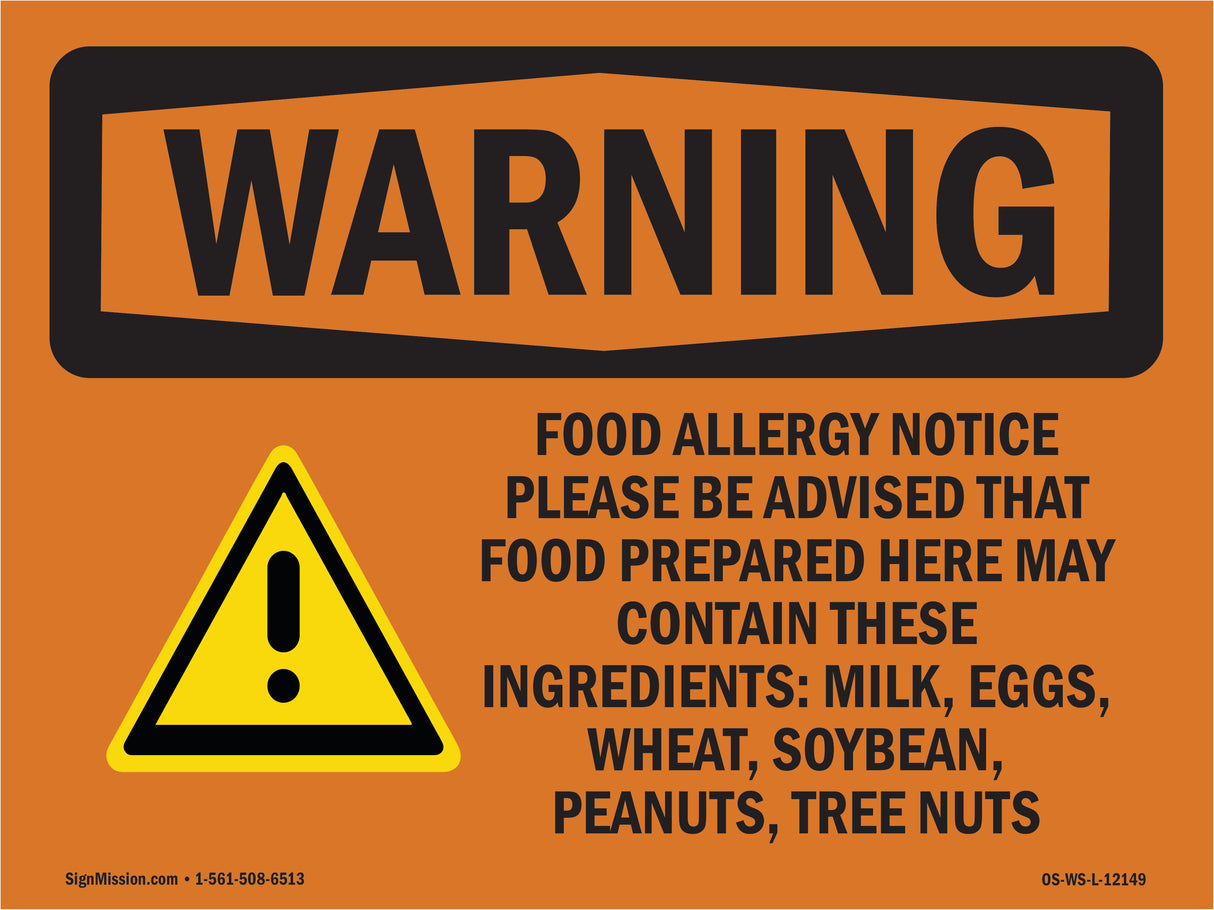 Food Allergy Notice Please Be With Symbol