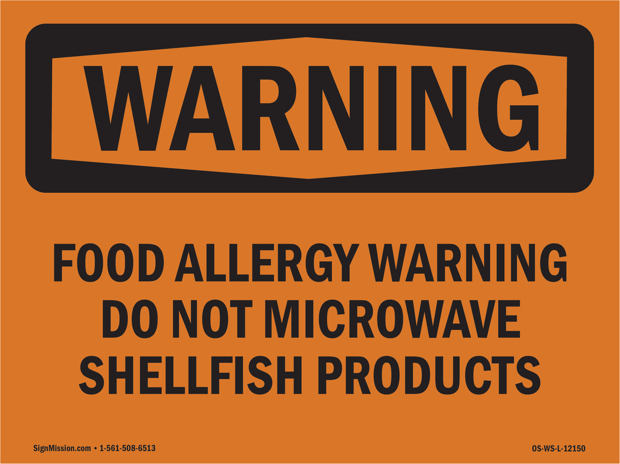 Food Allergy Warning Do Not Microwave Shellfish