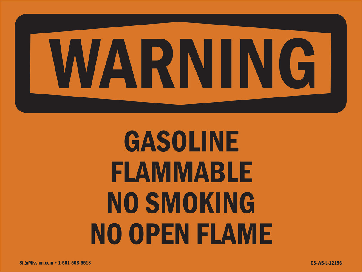 Gasoline Flammable No Smoking No Open Flame