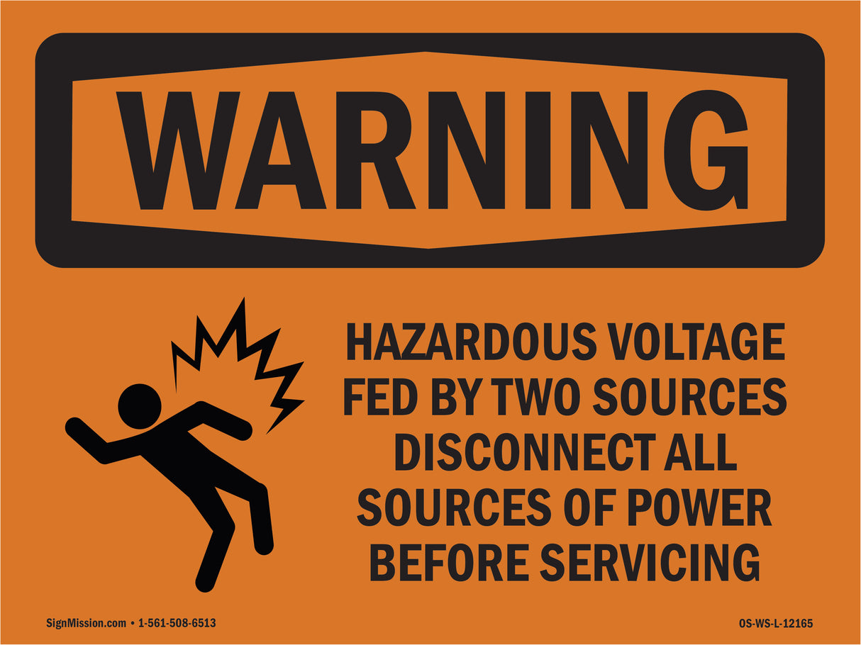 Hazardous Voltage Fed By Two With Symbol