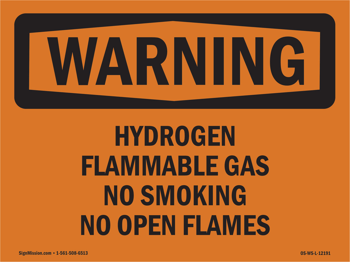 Hydrogen Flammable Gas No Smoking No Open Flames