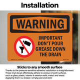 Important Don't Pour Grease With Symbol