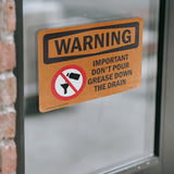 Important Don't Pour Grease With Symbol