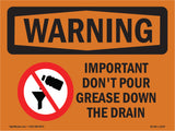 Important Don't Pour Grease With Symbol