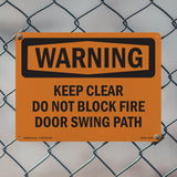 Keep Clear Do Not Block Fire Door Swing Path