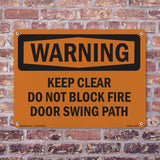 Keep Clear Do Not Block Fire Door Swing Path