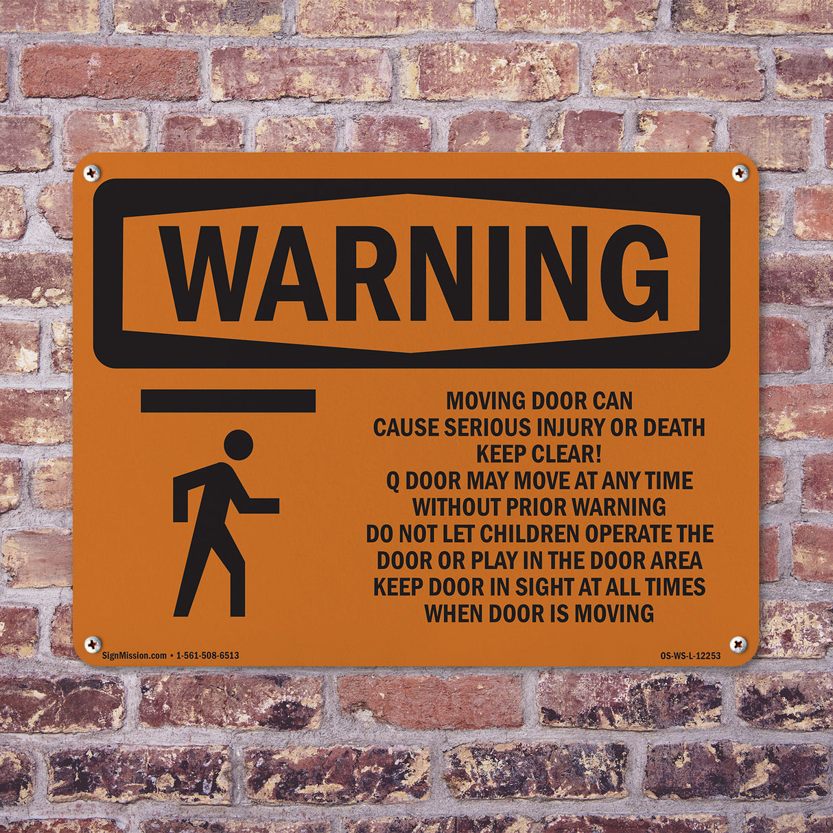 Moving Door Can Cause Serious With Symbol