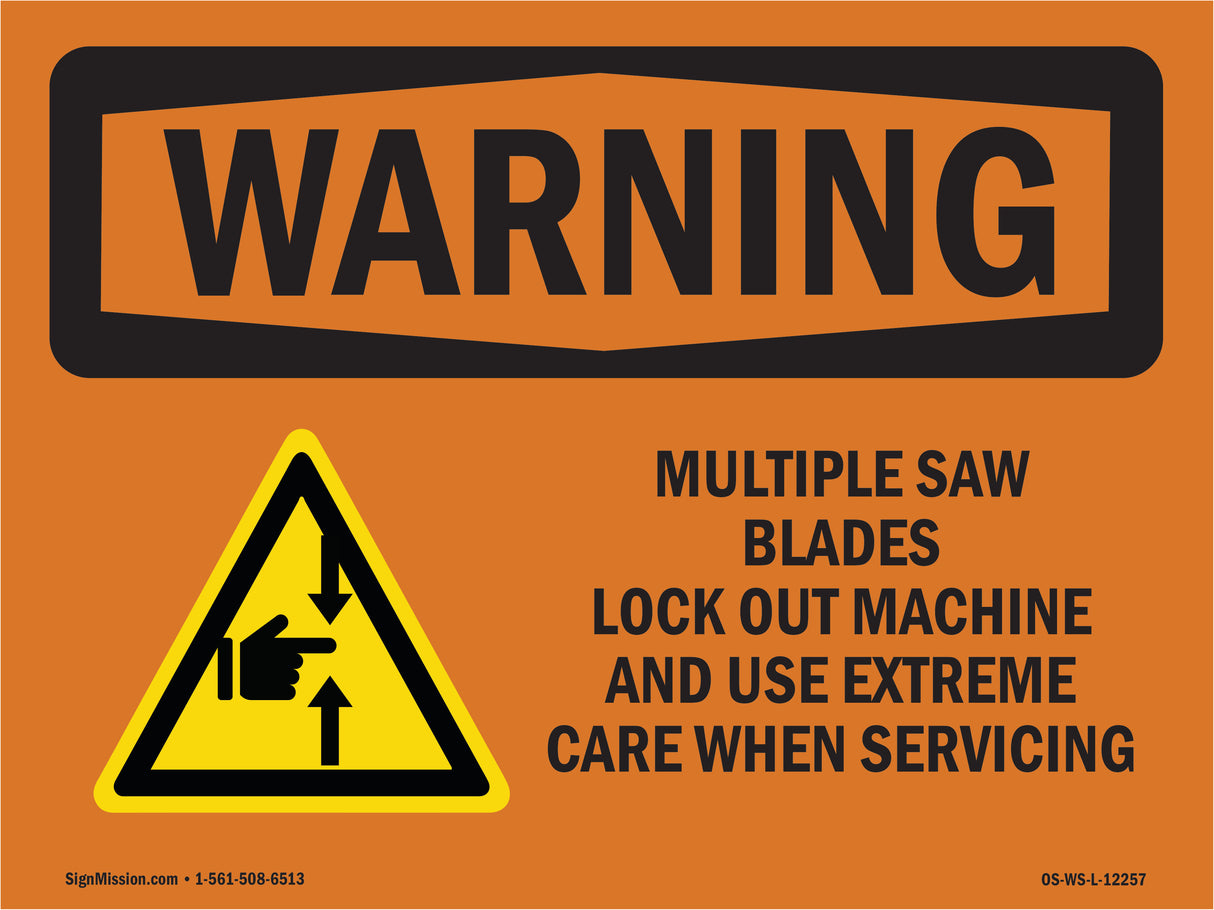 Multiple Saw Blades Lock Out With Symbol