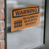 No Climbing Or Playing On Fence With Symbol