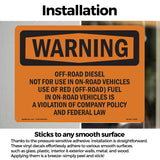 Off-Road Diesel Not For Use In On-Road Vehicles