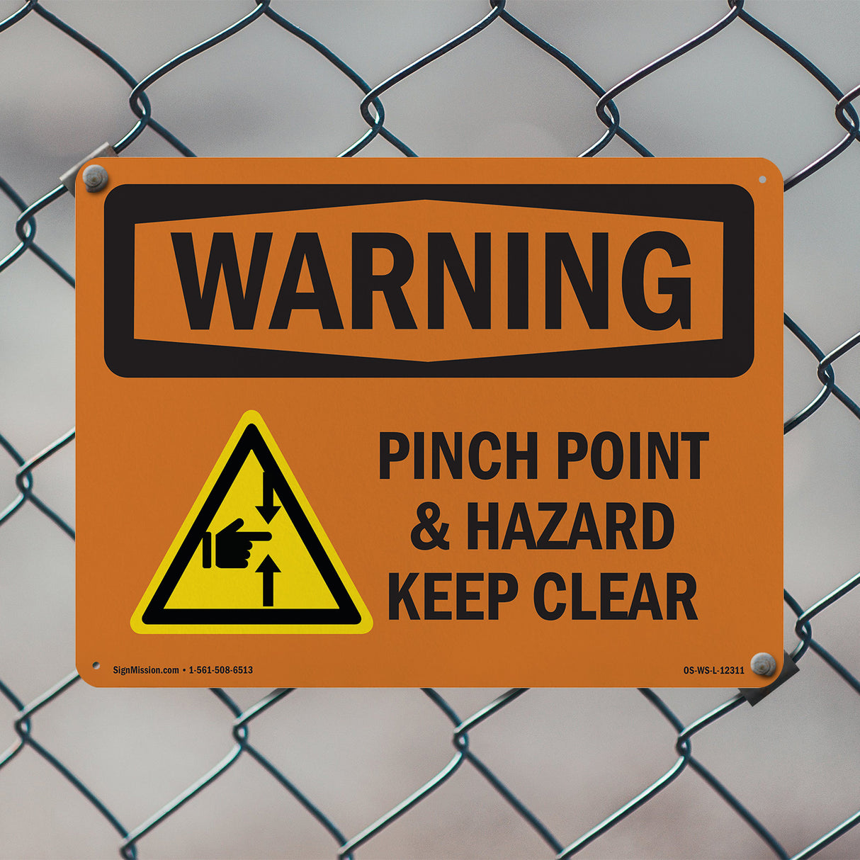 Pinch Point Hazard Keep Clear With Symbol