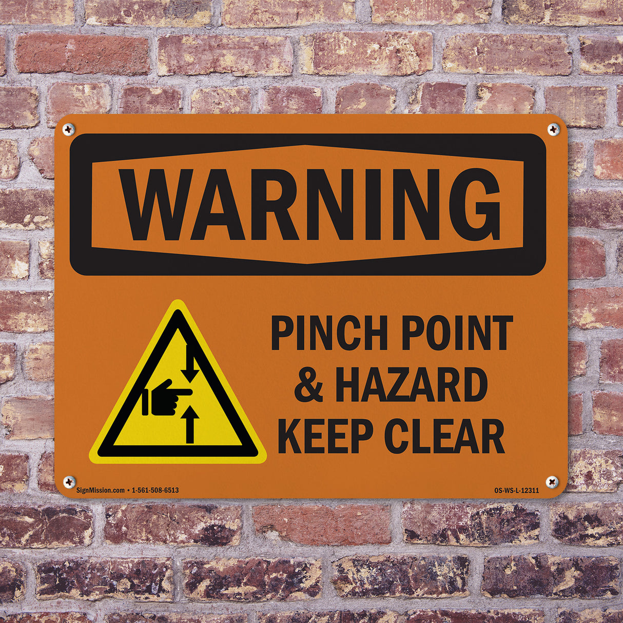 Pinch Point Hazard Keep Clear With Symbol