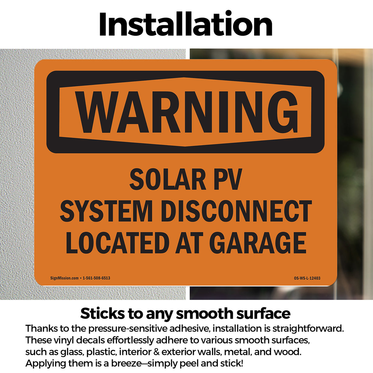 Solar PV System Disconnect Located At Garage