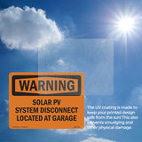 Solar PV System Disconnect Located At Garage