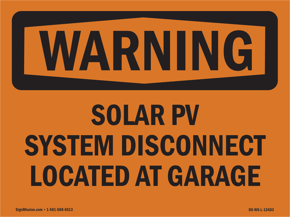 Solar PV System Disconnect Located At Garage
