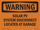 Solar PV System Disconnect Located At Garage