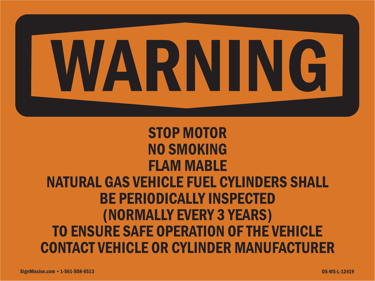 Stop Motor No Smoking Flammable Gas Natural