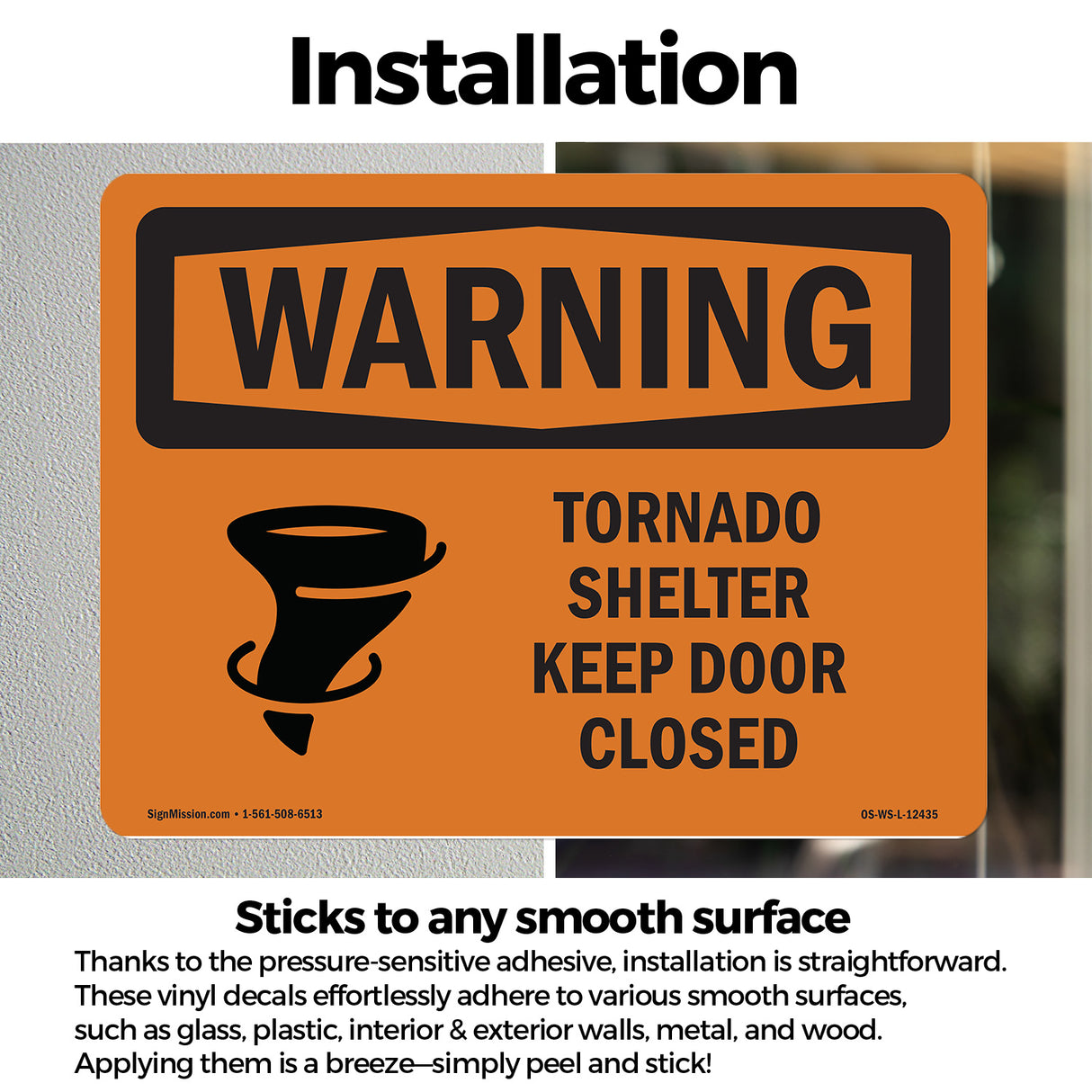 Tornado Shelter Keep Door Closed With Symbol
