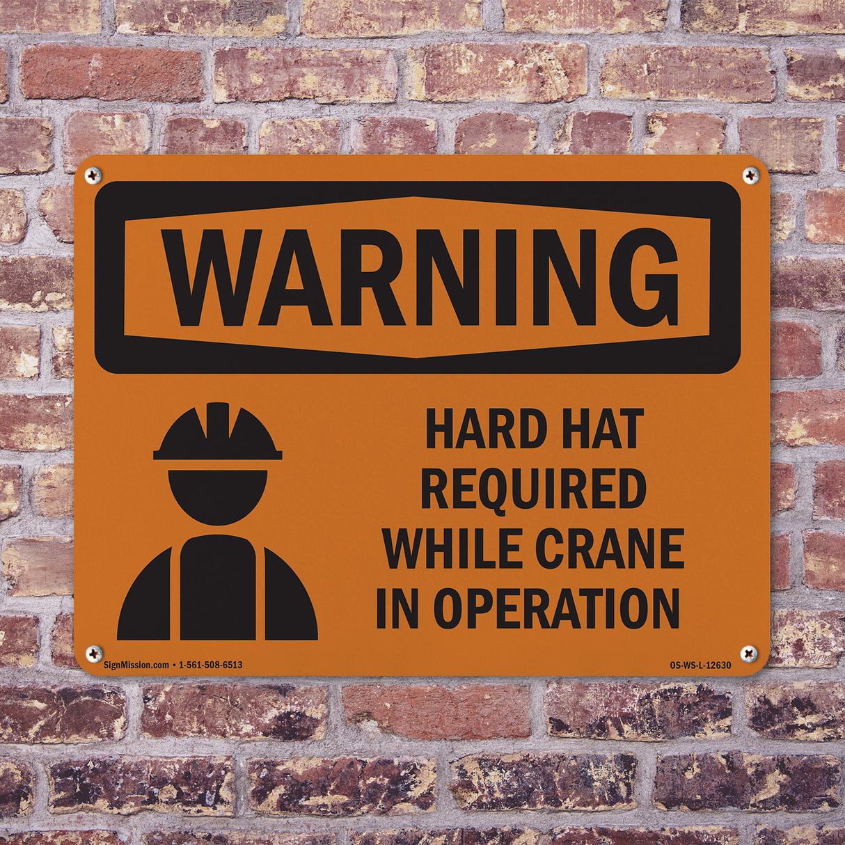 Hard Hat Required While Crane In Operation