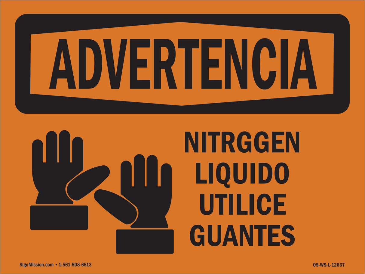 Liquid Nitrogen Wear Gloves Spanish