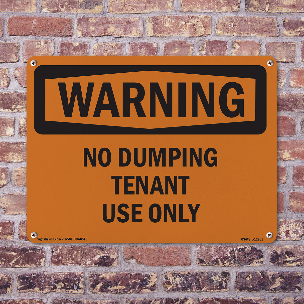 No Dumping Tenant Use Only Bilingual