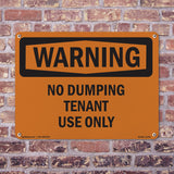 No Dumping Tenant Use Only Bilingual