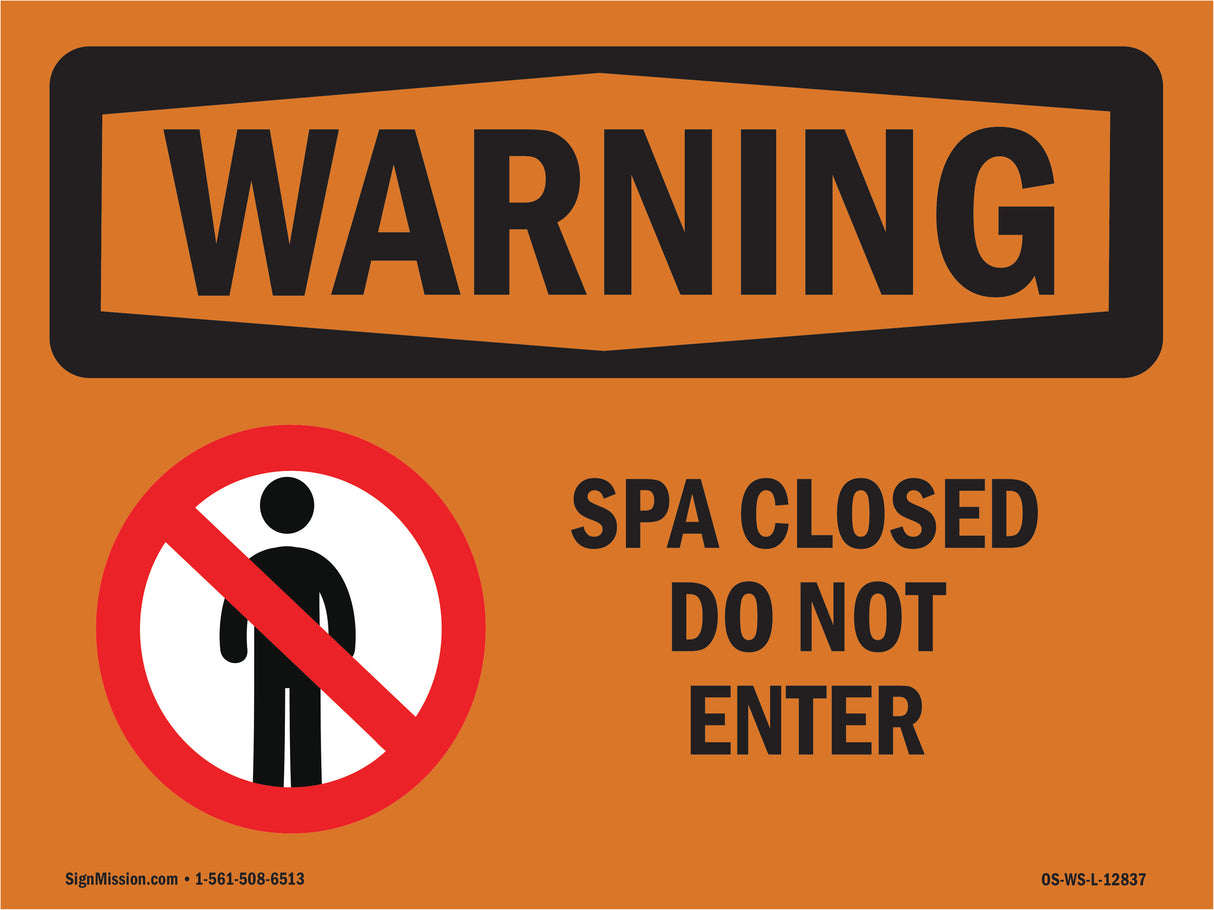 Spa Closed Do Not Enter Bilingual