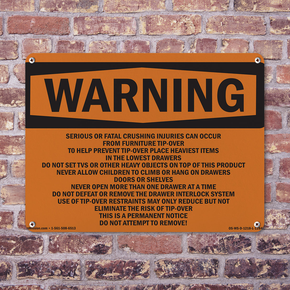 Tip-Over Hazard Do Not Attempt To Remove