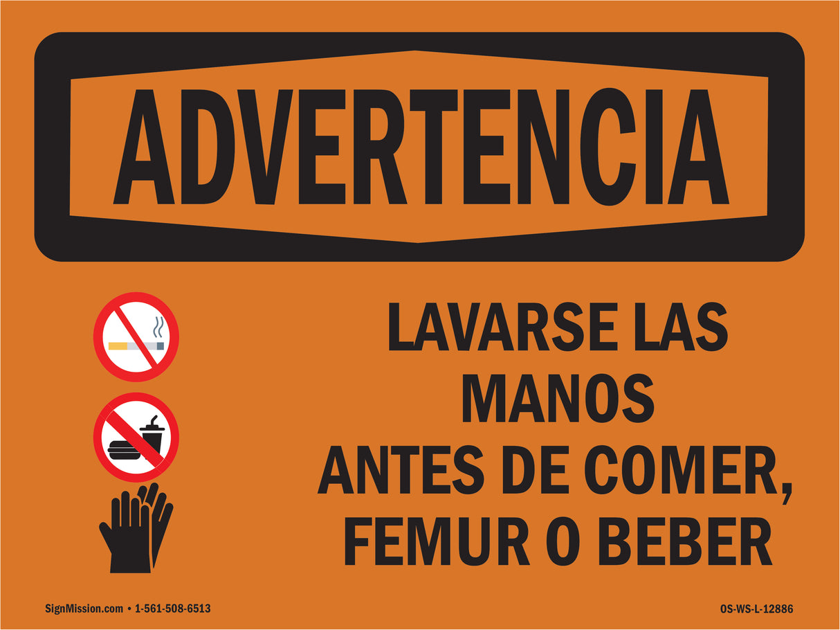 Wash Hands Before Eating Drinking Spanish