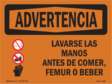 Wash Hands Before Eating Drinking Spanish