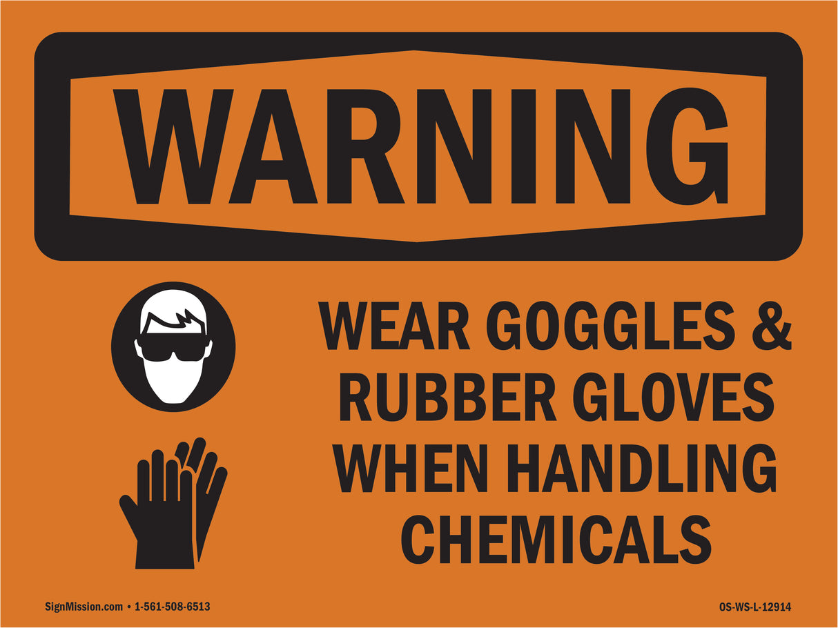 Wear Goggles And Rubber Gloves Bilingual