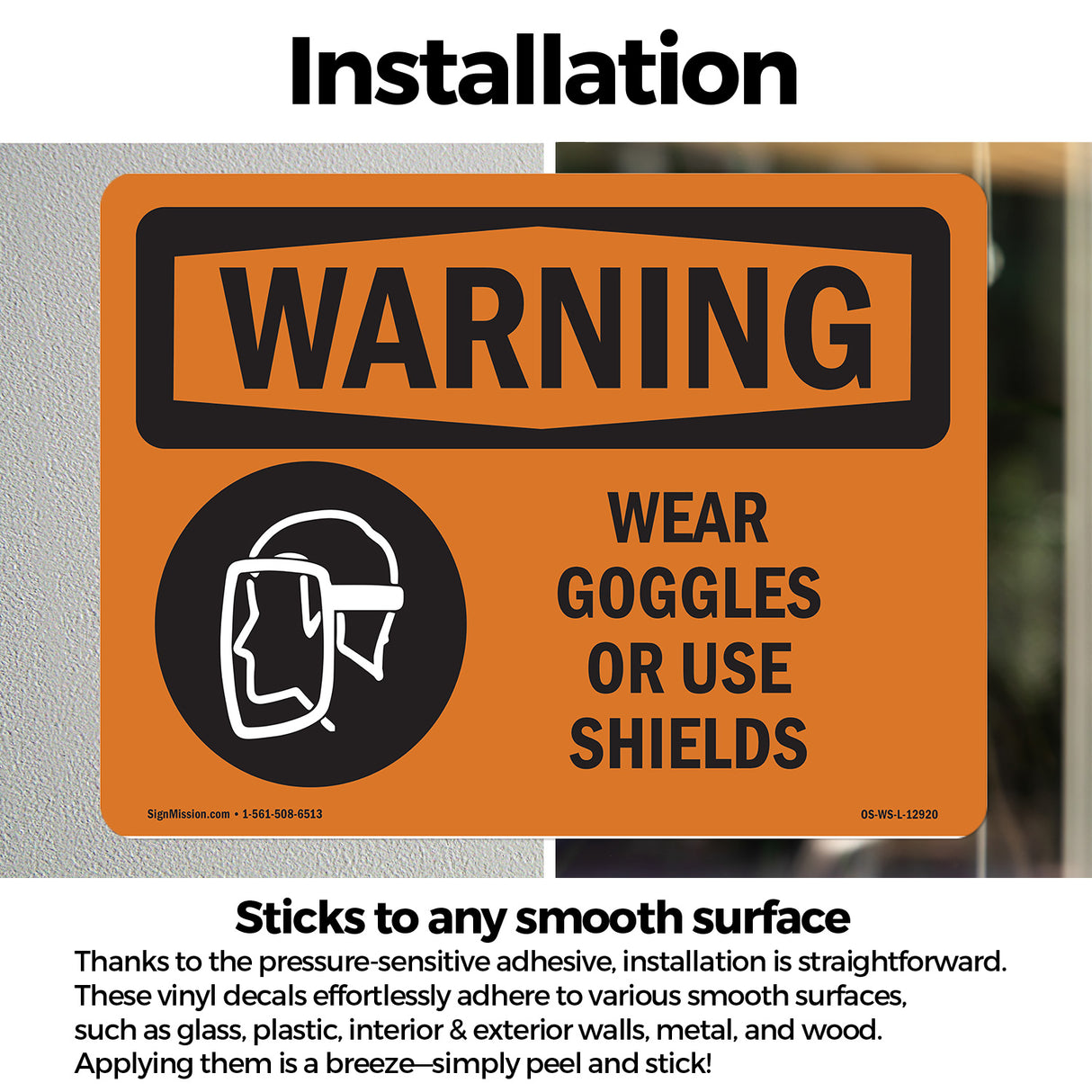 Wear Goggles Face Shield Bilingual