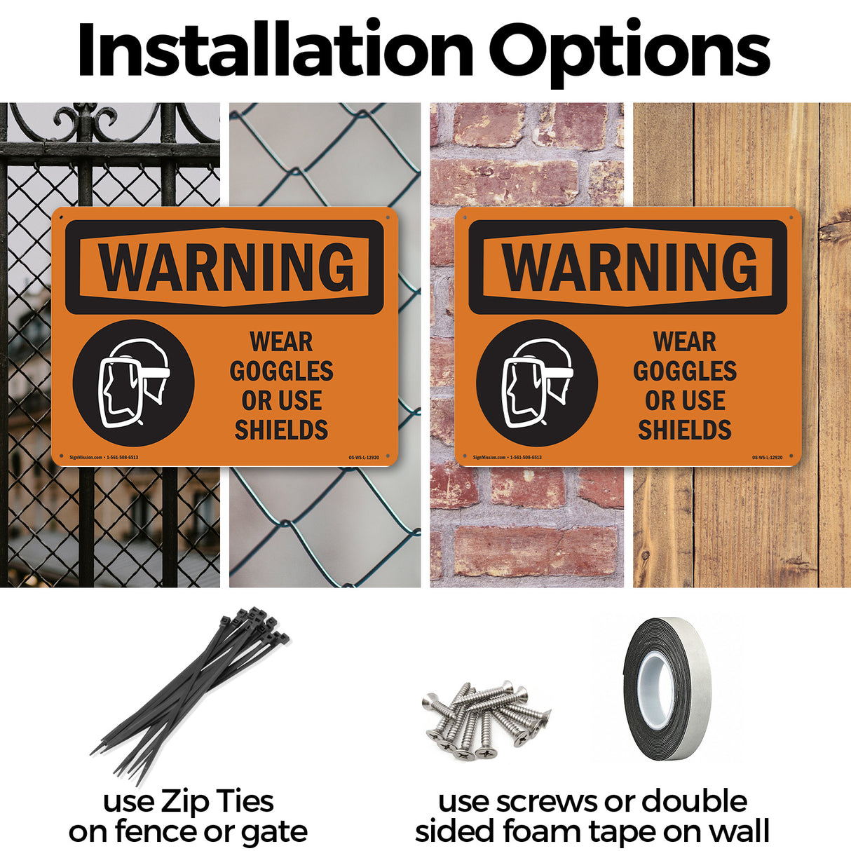 Wear Goggles Face Shield Bilingual