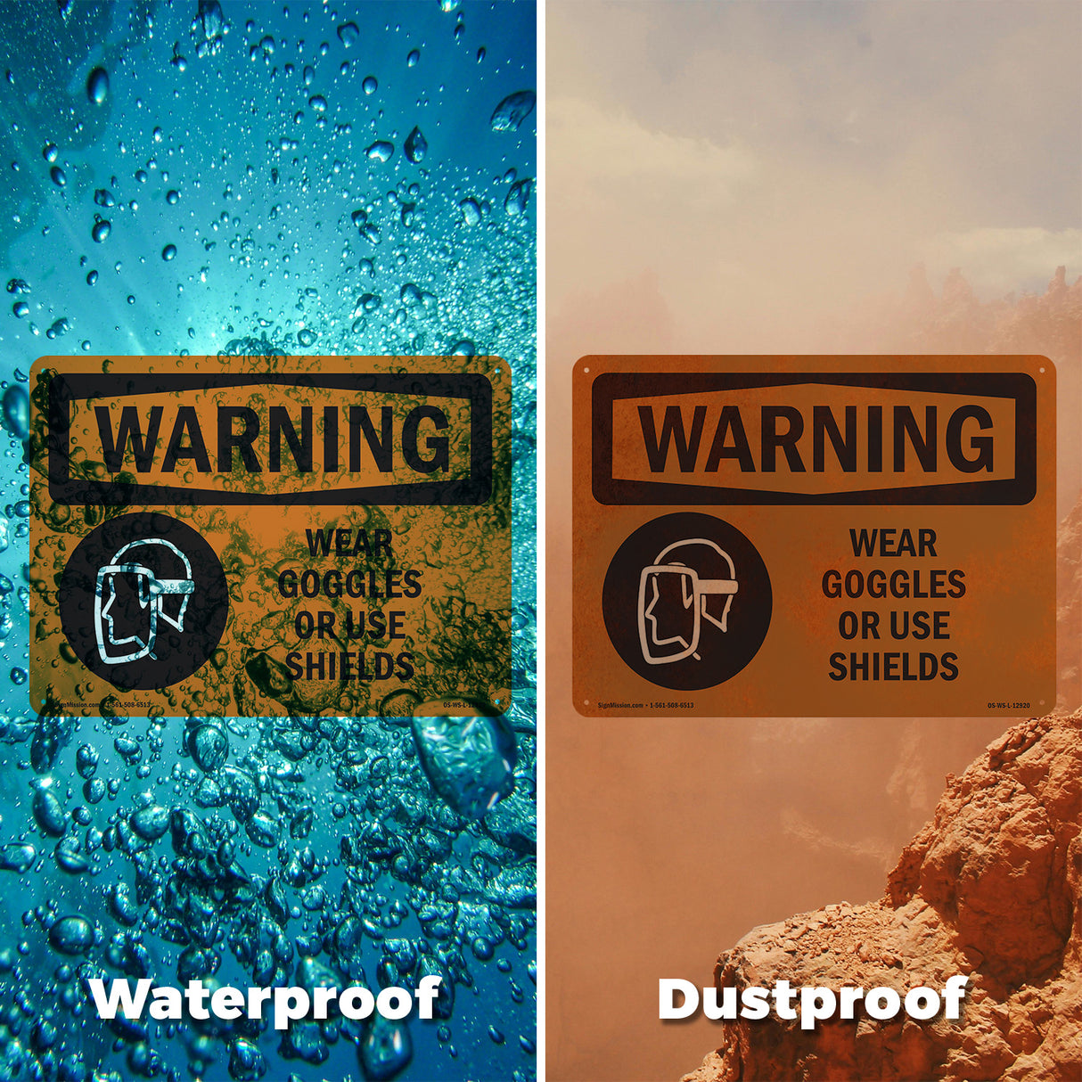 Wear Goggles Face Shield Bilingual