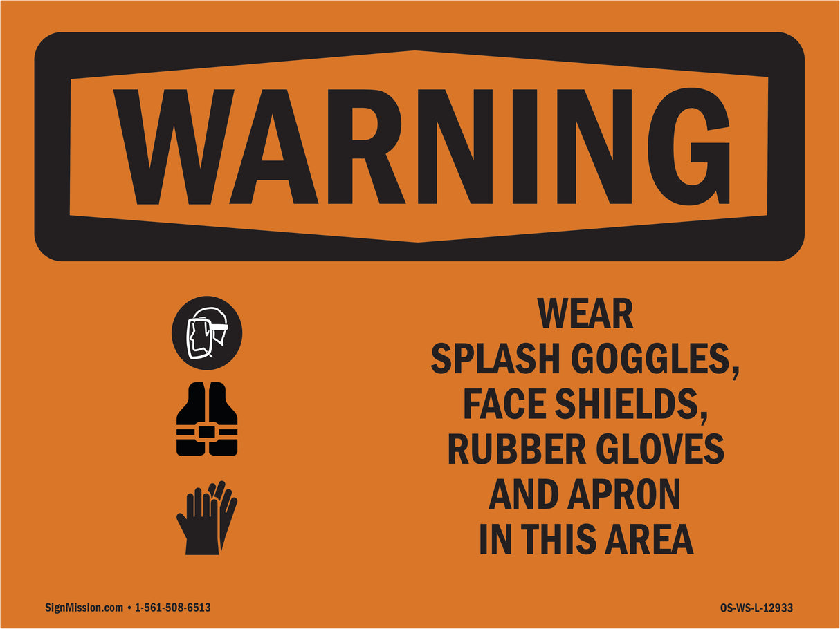 Wear Splash Goggles Shield Gloves Apron