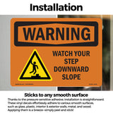 Watch Your Step Downward Slope With Symbol