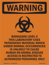 Biohazard Level II This Laboratory With Symbol