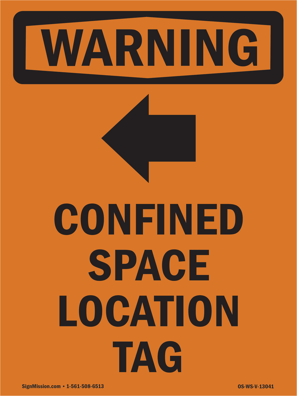 Confined Space Location Tag With Symbol