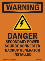 Danger Secondary Power Source With Symbol