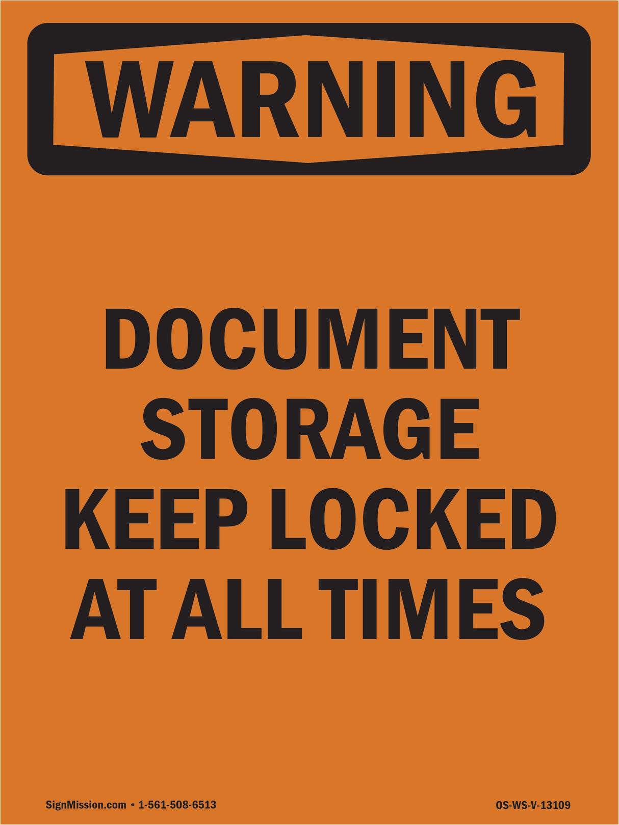 Document Storage Keep Locked At All Times