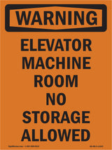 Elevator Machine Room No Storage Allowed
