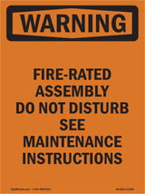 Fire-Rated Assembly Do Not Disturb See Maintenance