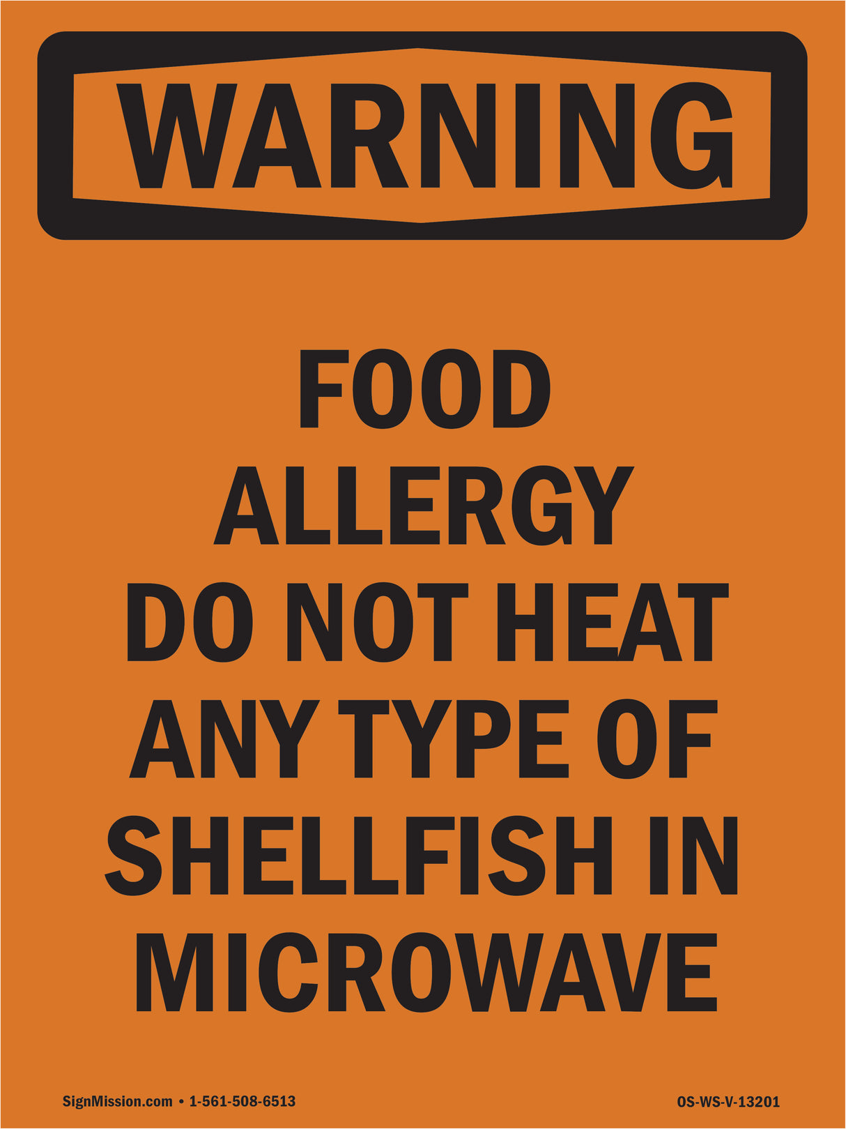 Food Allergy Do Not Heat Any Type Of Shellfish