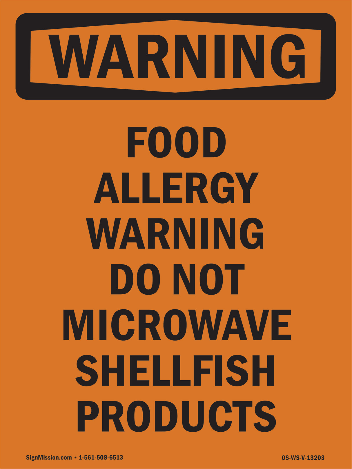 Food Allergy Warning Do Not Microwave Shellfish